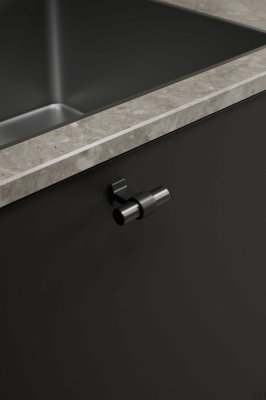 Металлическая ручка для мебели T-Bar Bond 50, матово-черная/оружейно-металлическая