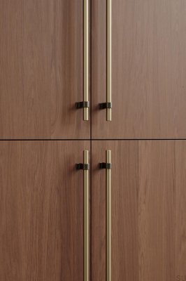 Bond 320 Алюминий, матовое золото, с удлиненной ручкой для мебели цвета античной бронзы