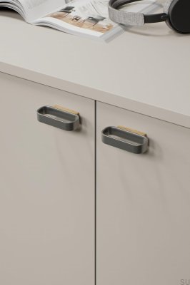 Ручка мебельная продолговатая Race 32, Дуб и серебро