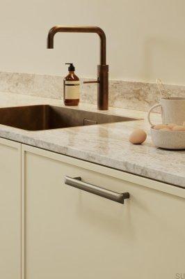 Flow 160 Металлическая матовая золотая удлиненная мебельная ручка