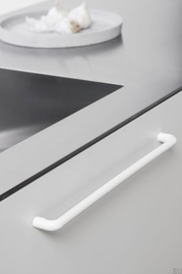 Ручка мебельная продолговатая Carve 320, металл, белый матовый
