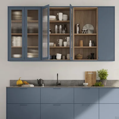 Viva 160 стальная продолговатая мебельная ручка Storm Blue