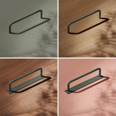 Продолговатая мебельная ручка Thread 128 из металла Пепельно-зеленого цвета.