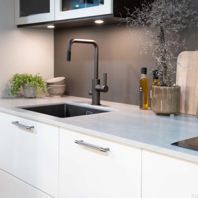 Ручка мебельная продолговатая Riff 128, матовое серебро