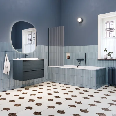  Термостатический смеситель для ванны и душа EVM026-150 Deep Blue Brass