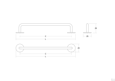 Milano 160 Металлическая красная удлиненная мебельная ручка