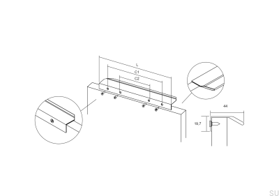 Ручка для мебели Vann 350 из алюминия и бронзы с матовым краем