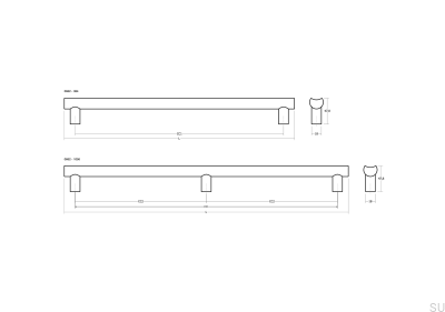 Moon Big 384 Алюминиевая коричневая матовая односторонняя удлиненная мебельная ручка