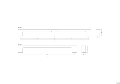 Luv Wood Big 384 деревянная дубовая нелакированная удлиненная мебельная ручка