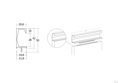 Встраиваемая мебельная ручка Six 697 Алюминий Матовый Белый