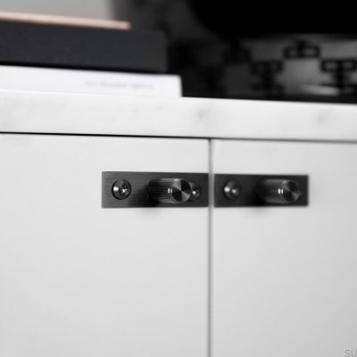 Мебельная ручка с шайбой, линейная пластина 12, сталь, оружейный металл (комплект)