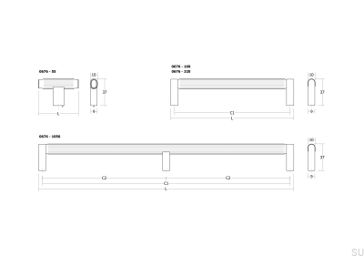 Ручка для мебели Brooklyn 320 из алюминия, коричневая, матовая, удлиненная