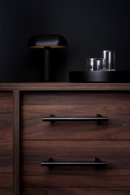 Ручка для мебели из алюминия Hinoki 160, длинная, черная, матовая