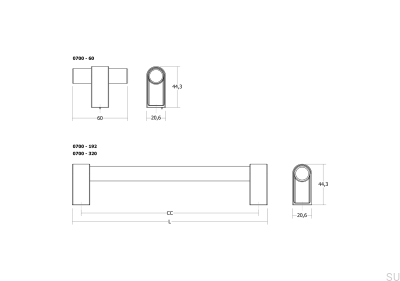 Casey 192 Удлиненная ручка для мебели Алюминий Матовый черный