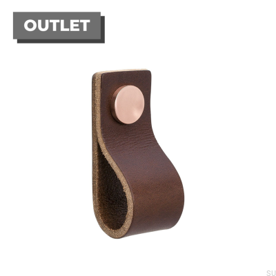 Ручка мебельная Loop 65, коричневая кожа с медью