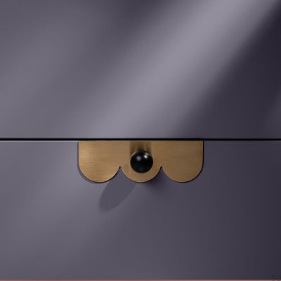 Ручка для мебели Odete M Pillow Countess с накладкой, латунь, черная с золотом, нелакированная, матовая