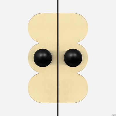 Ручка для мебели Odete M Pillow Countess с накладкой, латунь, черная с золотом, нелакированная, матовая (2 шт.)