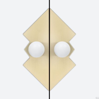 Ручка для мебели Odete M Pillow Queen с накладкой, латунь, белая с золотом, нелакированная, матовая (2 шт.)