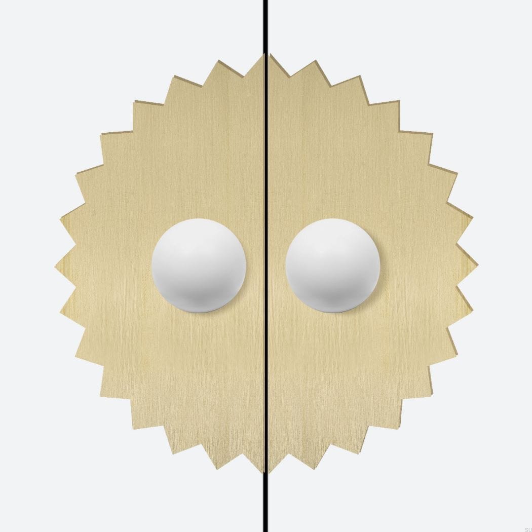 U.0.9.2--Gałka-meblowa-z-podkładką-Odete-M-Pillow-Sun-Mosiężna-Biała-ze-Złotym-Nielakierowanym-Szczotkowanym-(2 sztuki)-Open&Hide-Skandynawskie-Uchwyty