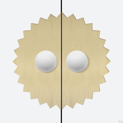 Ручка для мебели Odete M Pillow Sun с накладкой, латунь, белая с золотом, нелакированная, матовая (2 шт.)