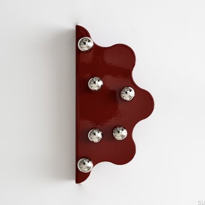 Ручка для мебели Mare 200 из стали с красным краем и серебристыми матовыми шариками