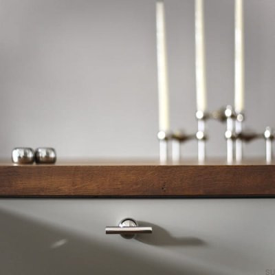 Ручка для мебели T-Bar Marbelo 04 из латуни, матовый никель