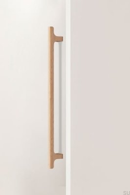Ручка для мебели из массива дерева Hinoki Wood Big 416, дубовая, нелакированная, удлиненная