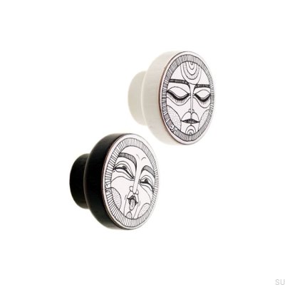 Мебельная ручка Faces Black&White 40 Wooden Enameled White (модель F)