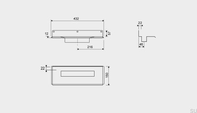 Линейный слив 1004 300 Задний фланец Настенная сталь