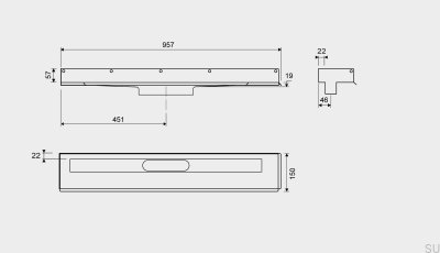 Линейный слив 1002 900 Фланец левый Настенный Сталь