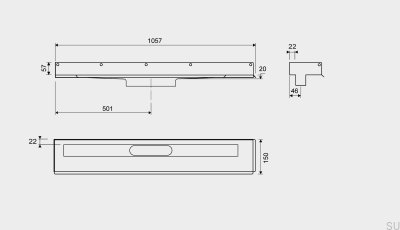 Линейный слив 1002 1000 Левый фланец Настенная сталь