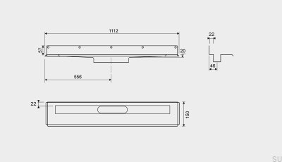 Линейный слив 1004 1000 Задний фланец Настенная сталь