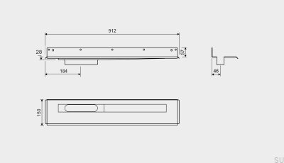 Линейный слив 1004 800 Задний фланец Левый настенный слив Сталь
