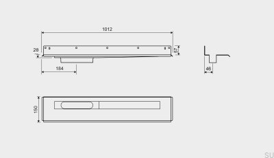 Линейный слив 1004 900 Задний фланец Левый настенный слив Сталь