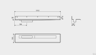 Линейный слив 1004 1200 Задний фланец Левый настенный слив Сталь