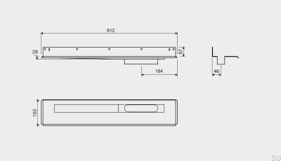 Линейный слив 1004 700 Задний фланец Правый настенный слив Сталь