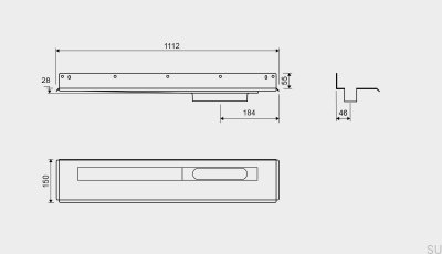 Линейный слив 1004 1000 Задний фланец Правый настенный слив Сталь