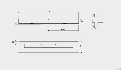 Линейный слив 1004 700 Задний фланец со смещением 6 мм Стенка Сталь