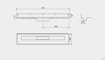 Линейный слив 1004 700 Задний фланец со смещением 12 мм Стенка Сталь