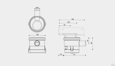 Удлинитель углового сливного отверстия с боковым подключением 40 мм
