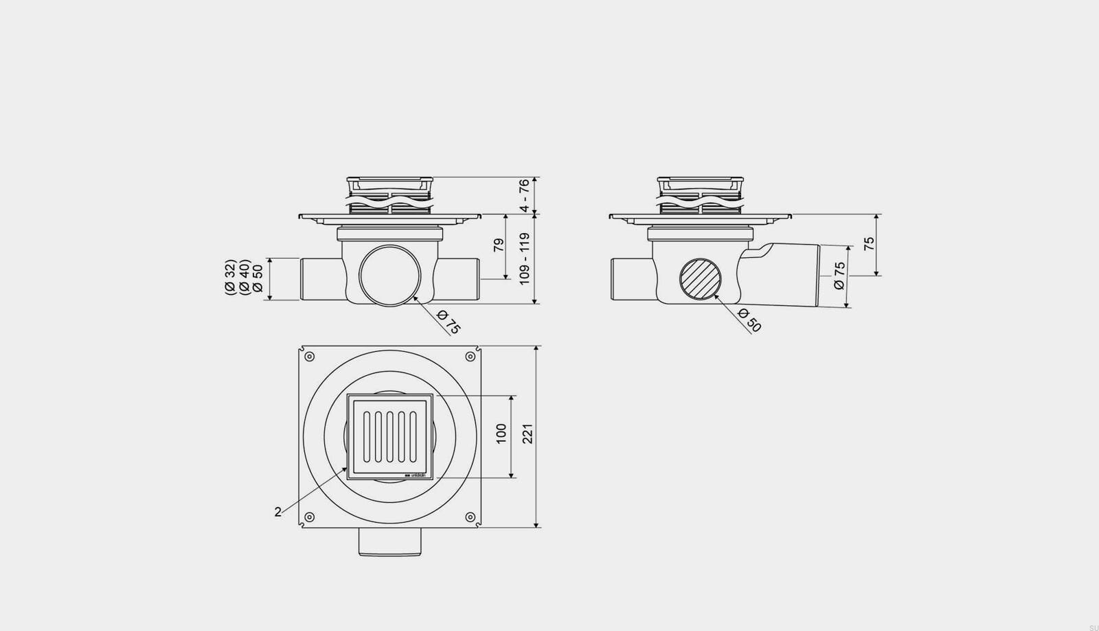 80230075--Zestaw-odpływowy-kwadratowy-ClassicLine-Column-z-poziomym-wylotem-75-mm-i-bocznymi-przyłączami-Unidrain-Skandynawskie-Uchwyty_3