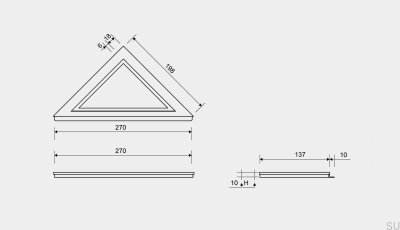 Угловая сливная панель с рамой 10 мм HighLine Steel Brushed