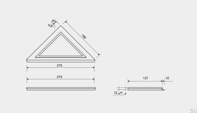 Угловая сливная панель с рамой 12 мм HighLine Steel Brushed