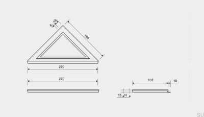 Угловая сливная панель с рамой 15 мм HighLine Steel Brushed