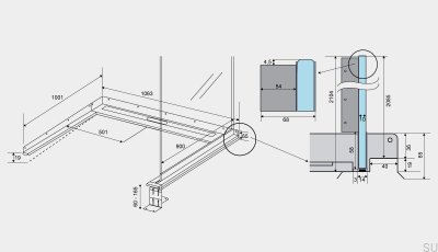 ShowerLine 1063 900 Правый стальной линейный слив