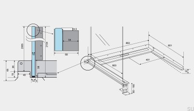 ShowerLine 863 800 Левый стальной линейный слив