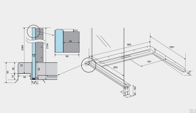 ShowerLine 963 900 Левый стальной линейный слив