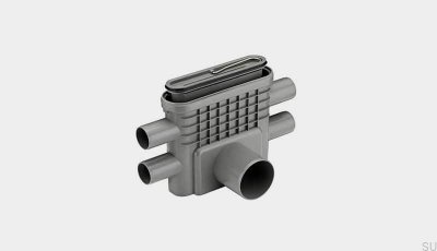 Сливной модуль с горизонтальным выпуском 75 мм со съемным сифоном и четырьмя боковыми подключениями