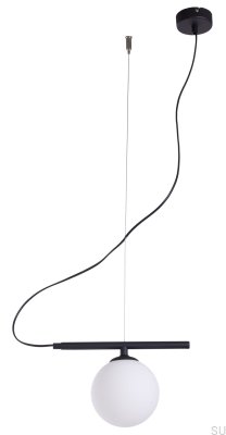 Подвесной светильник из черного металла и бериллового стекла