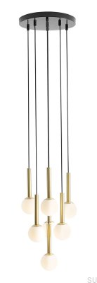 Подвесной светильник Riu с 7 кольцами, латунь с черным